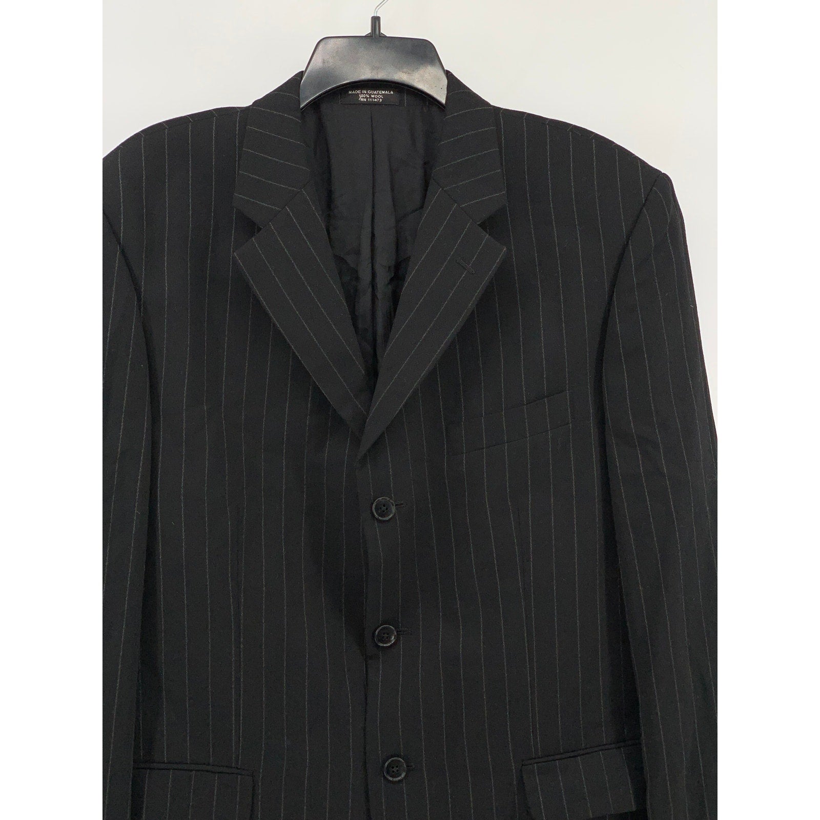 ZIONE NEW YORK Men's Vintage Black Pinstripe Regular Three Button Blazer SZ 41R