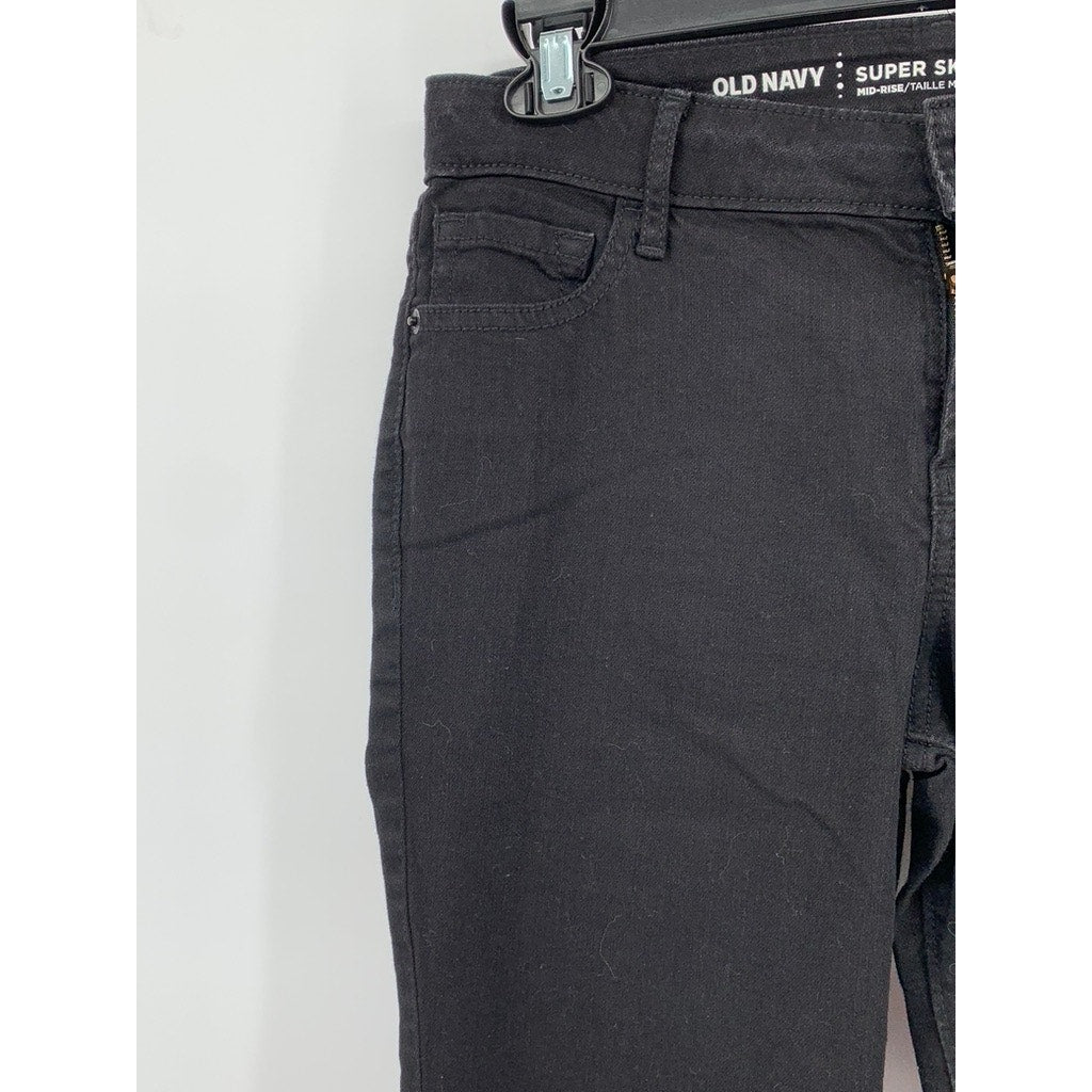 OLD NAVY Women's Petite Black Mid-Rise Super Skinny Jeans SZ 6P