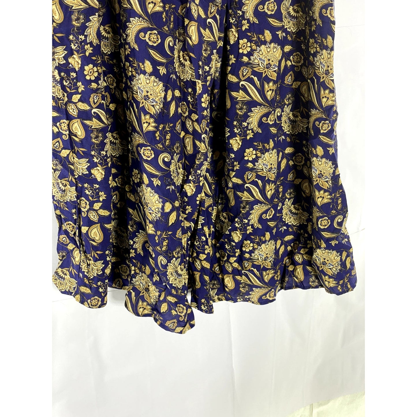 UNBRANDED Women's Navy/Beige Printed Smocked Waist Pull-On Wide-Leg Pant SZ S