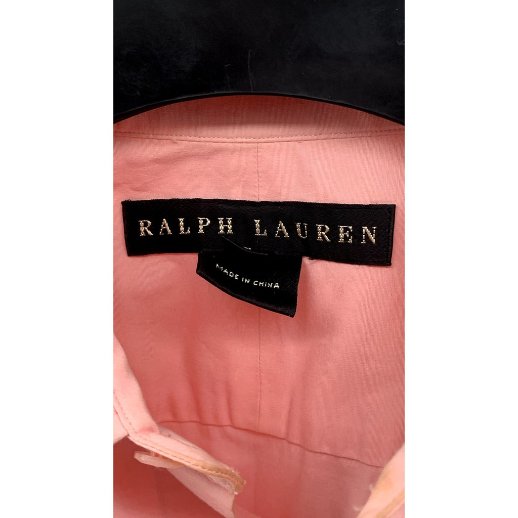 RALPH LAUREN Women's Vintage Pink Regular-Fit Button-Up Long Sleeve Top SZ 4