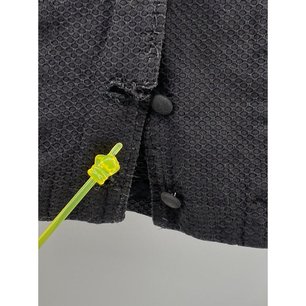 UNBRANDED Women's Black Textured Button-Up Long Sleeve Denim Cropped Jacket SZ S