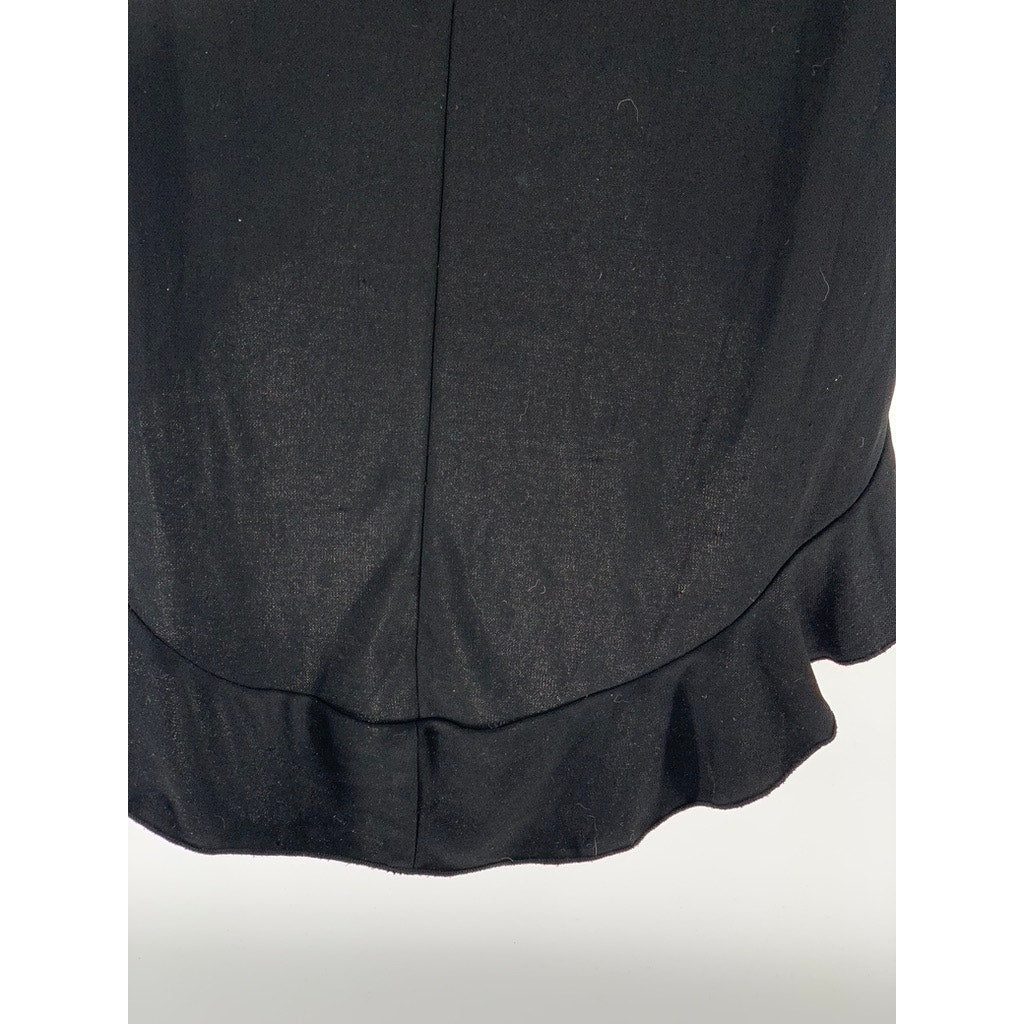RAMPAGE Women's Black Ruffle-Trim Sleeveless Midi Formal V-Neck Dress SZ M