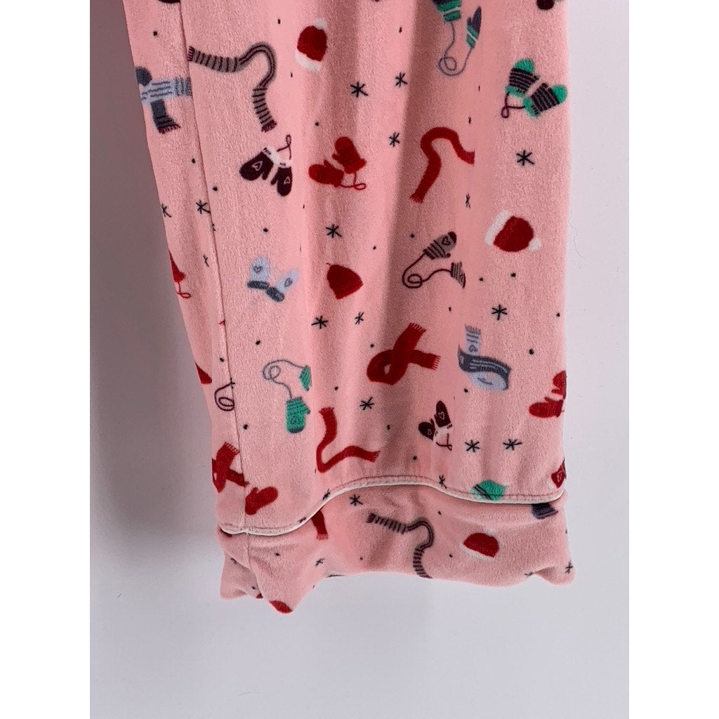 JOYSPUN Women's Pink Christmas Print Fleece Pajama Pants SZ S