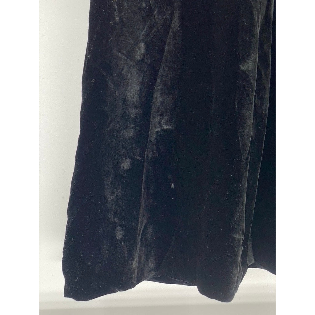 VALENTINO BOUTIQUE Women's Vintage Rare Black Velvet Offset Button-Down Gown SZ6