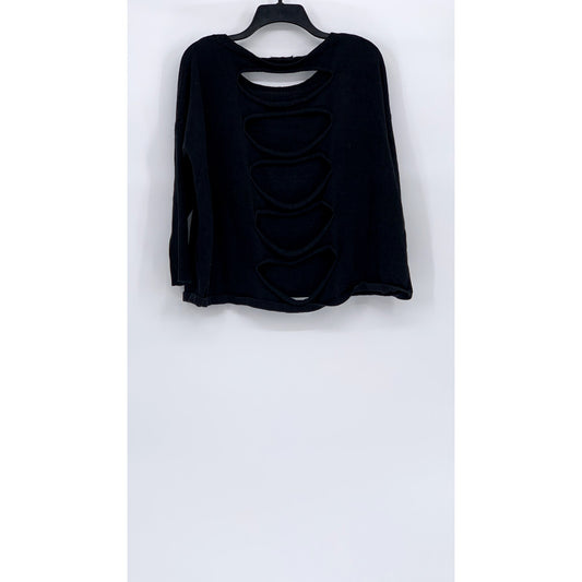 DREAM CATCHER Women's Black Solid Cutout Back Long Sleeve Scoop-Neck Top SZ XL