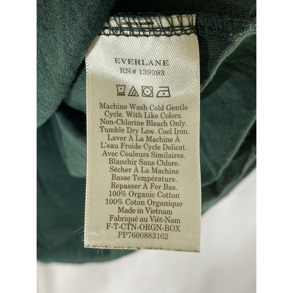 EVERLANE Women's Dark Green The Box Crewneck Short Sleeve Organic Cotton Top SZS