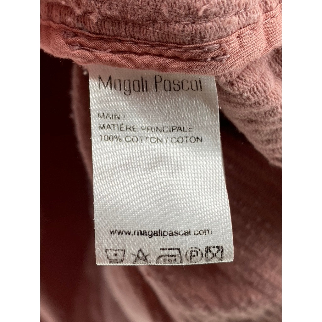 MAGALI PASCAL Women's Salmon Pink Corduroy Button-Up Long Sleeve Top SZ XS(4)