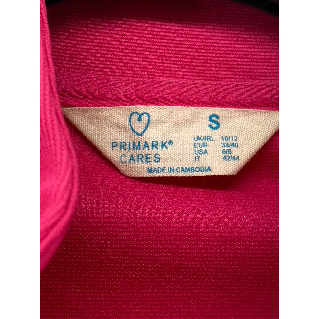 PRIMARK CARES Women's Pink-White Striped Long Sleeve Zip-Up Track Jacket SZ S