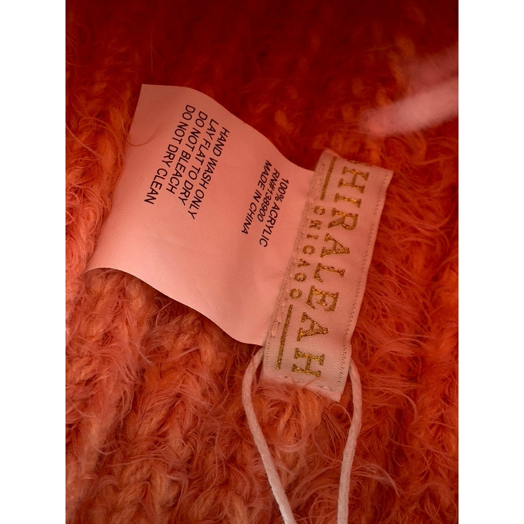SHIRALEAH Chicago Women's Peach Knit Pom-Pom  Fuzzy Bailey Beanie SZ OS