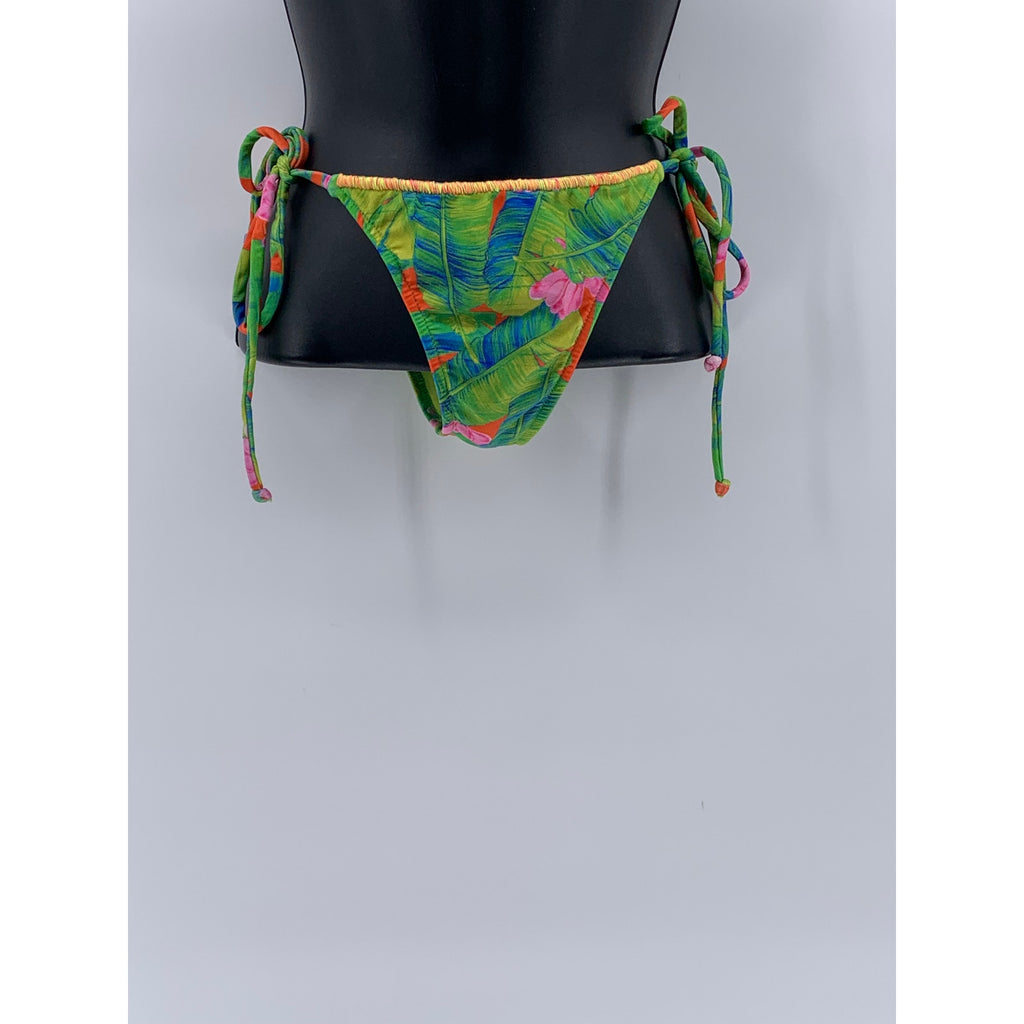 FARM Women's Green Tropical Floral Side-Tie Bikini Bottom SZ M