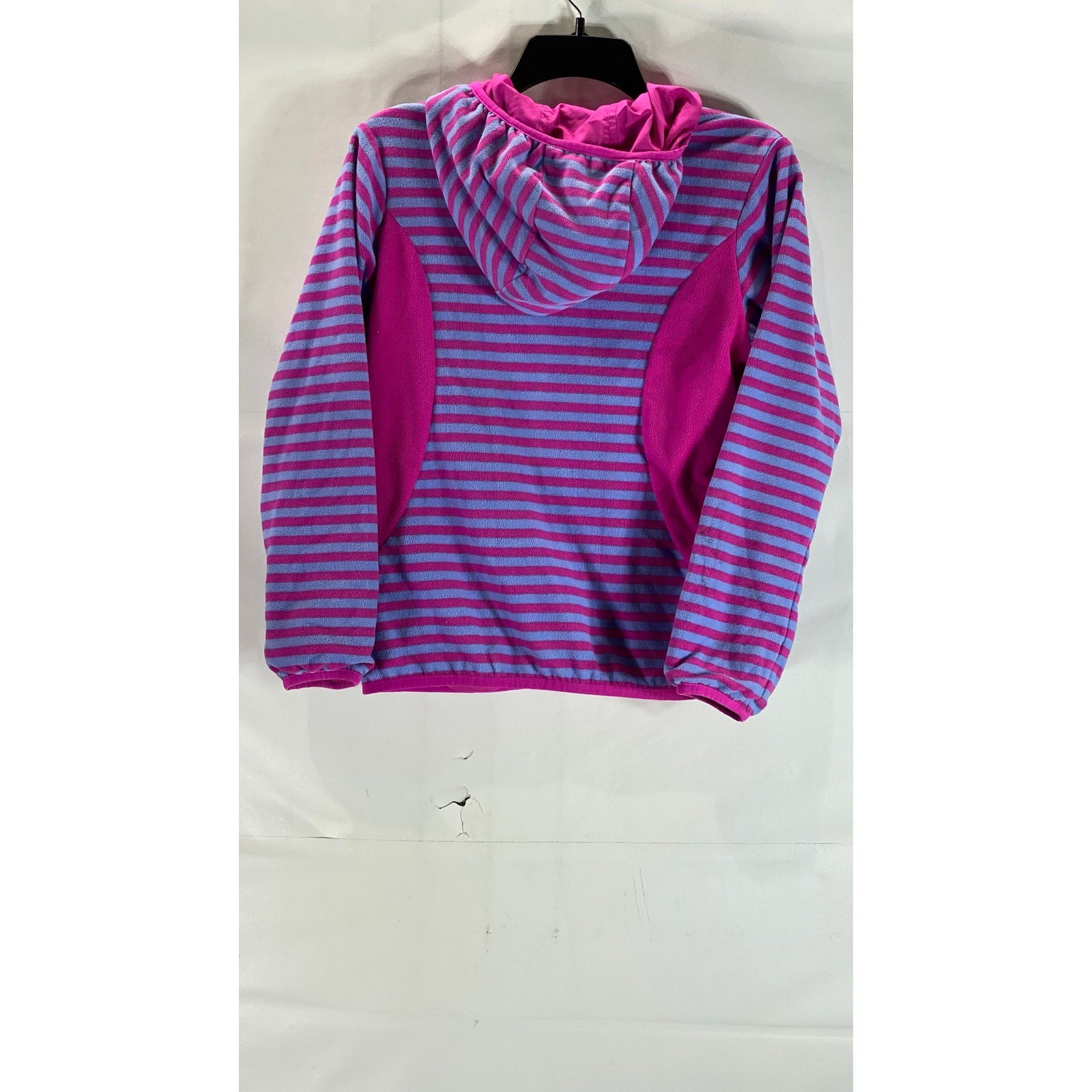 THE NORTH FACE Girl's Pink/Purple Striped Fleece Reversible Jacket SZ L(14-16)