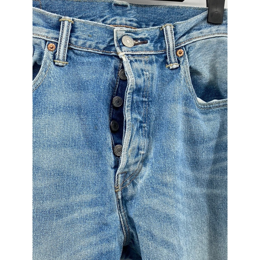 LEVI'S Women's Light Wash Blue Denim Button-Fly 501 CT Jean SZ 33X34