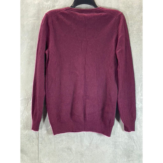 C BY BLOOMINGDALES Women's Burgundy Cashmere V-Neck Pullover Sweater SZ 2XL