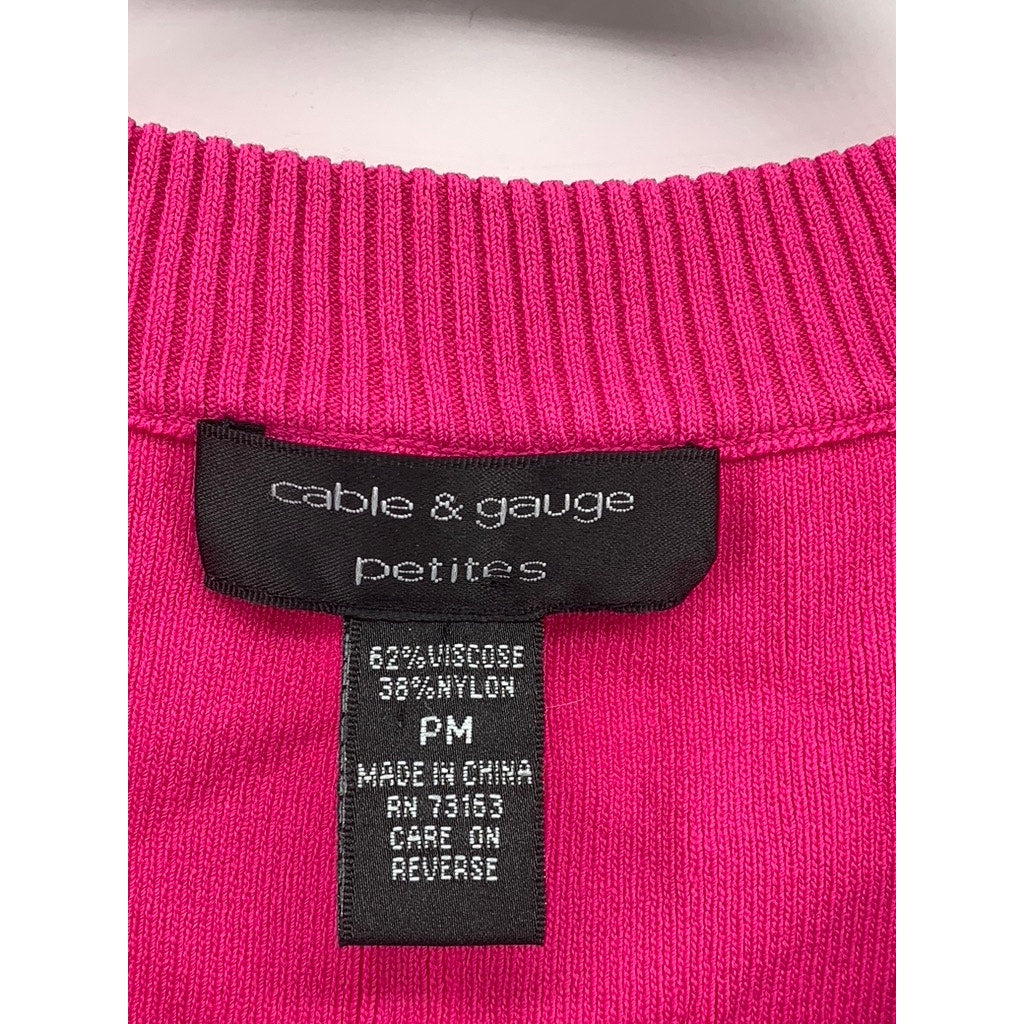 CABLE & GUAGE Women's Petite Fuchsia Pink Ribbed Crewneck Tank Top SZ PM