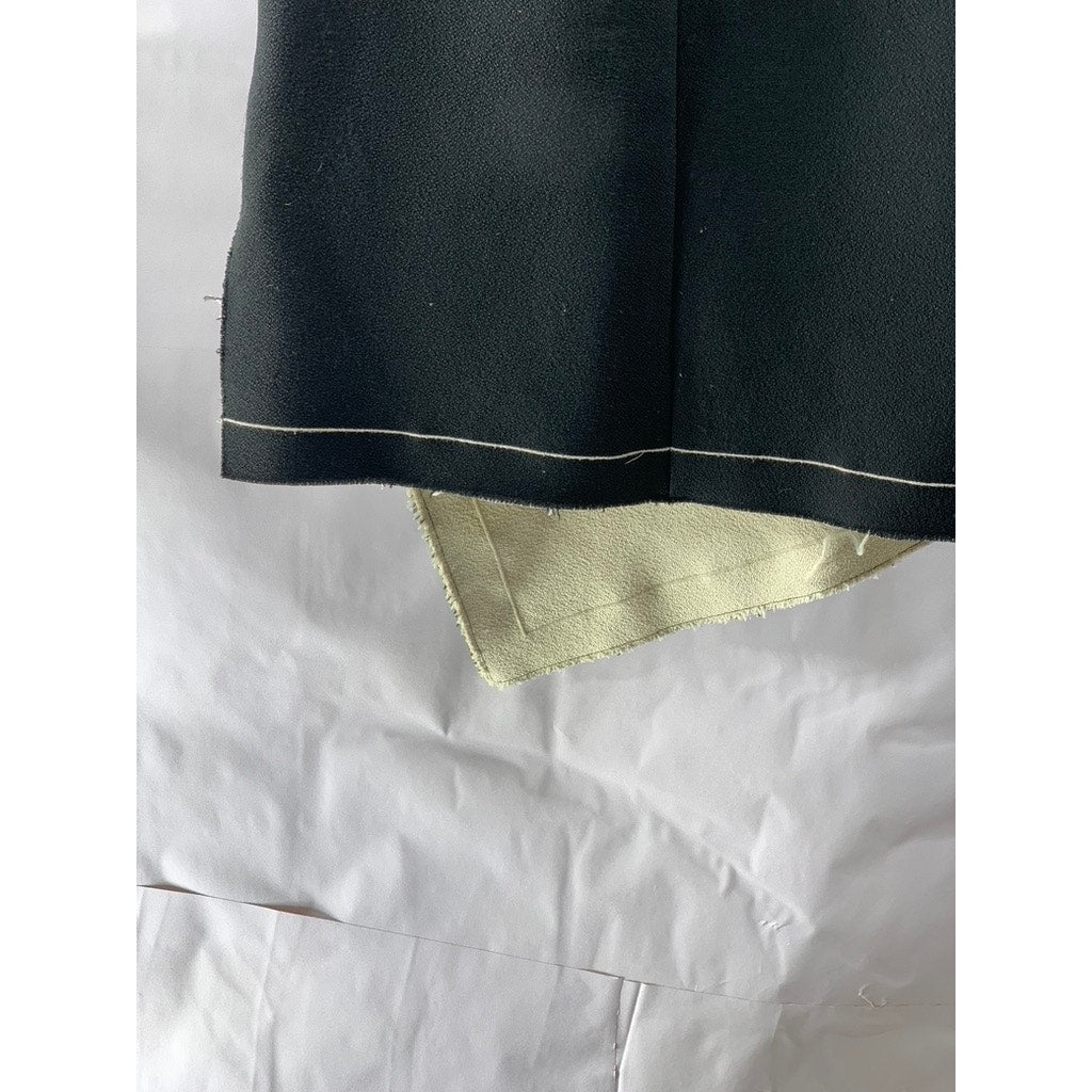 TIBI Women's Black-Beige Embroidered Leaf Asymmetrical Hem Midi Skirt SZ 00