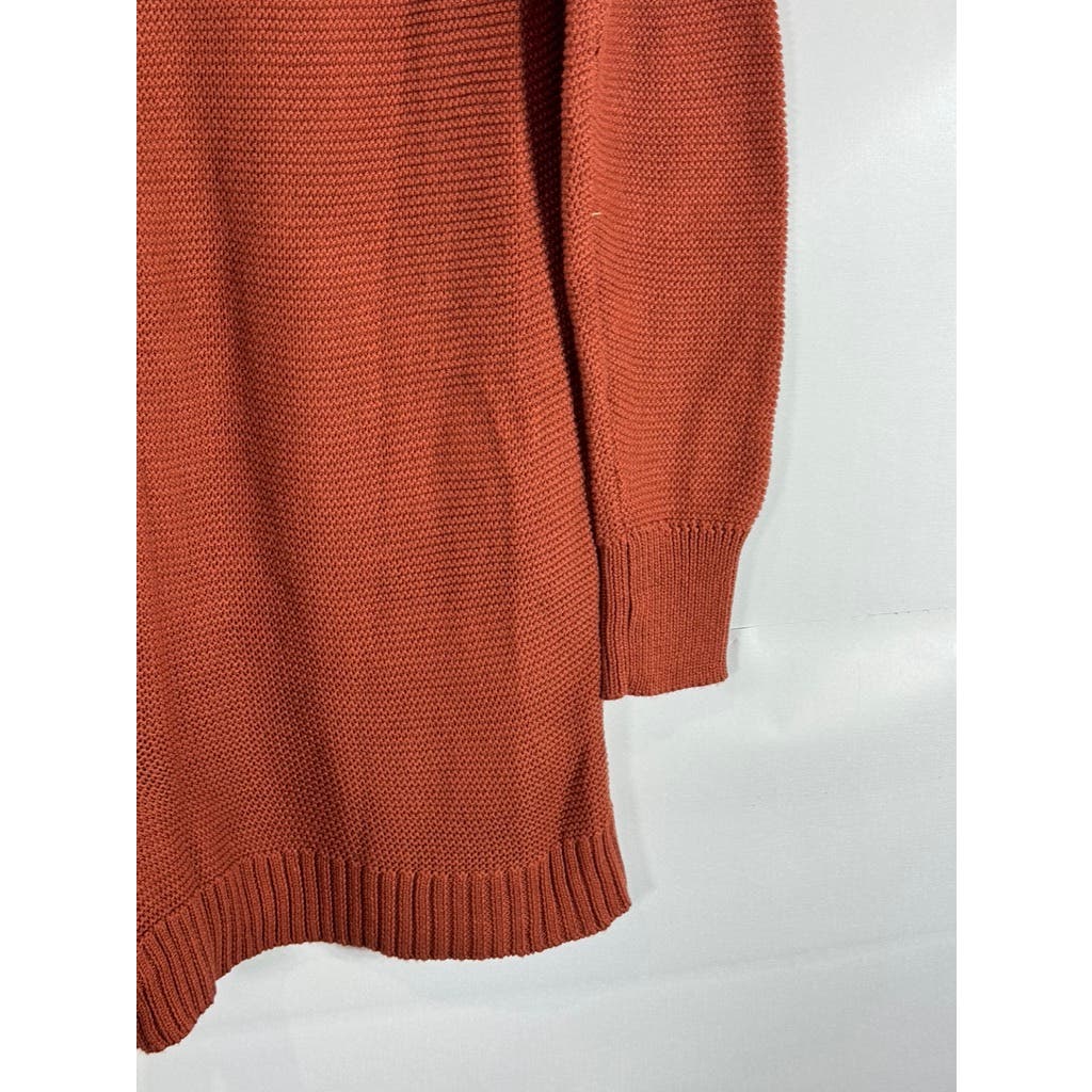 WEWOREWHAT Women's Rust Rib Knit Henley Long Sleeve Sweater Romper SZ S