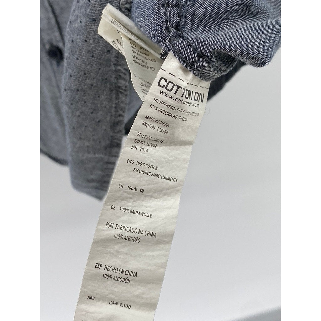 COTTON ON Men's Gray Micro Dot Button-Down Regular-Fit Long Sleeve Shirt SZ M