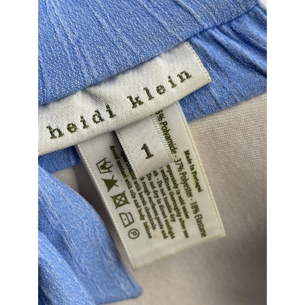 HEIDI KLEIN Women's Blue Textured Strapless Twist Front Tie-Back Bikini Top SZ 1