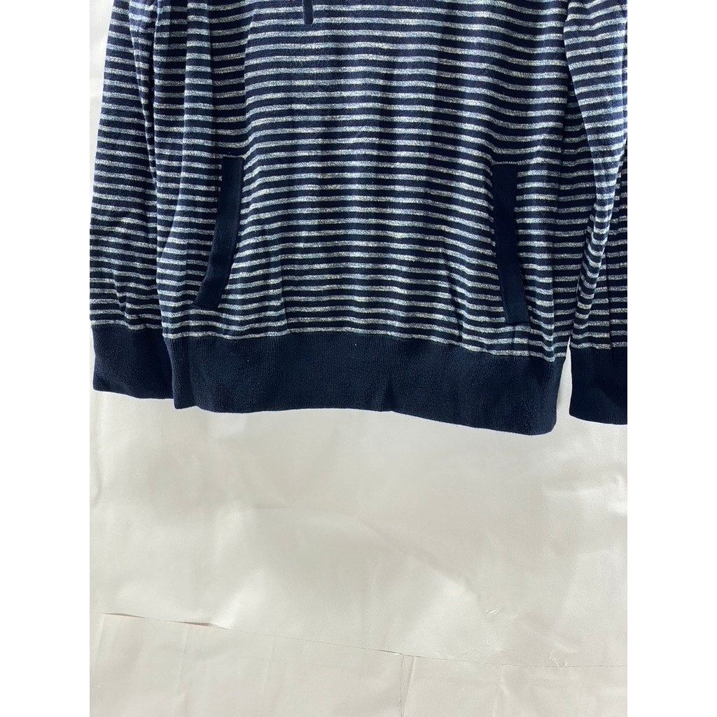 BANANA REPUBLIC Men's Blue Striped Hooded Casual Sweatshirt SZ L