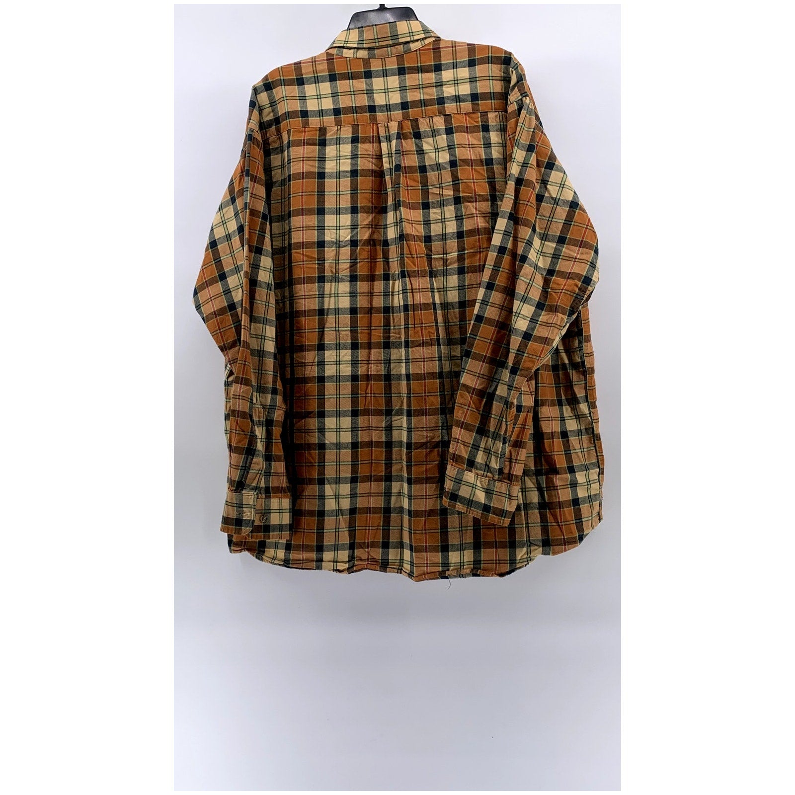 VIYELLA Men's Vintage Orange Plaid Cotton-Wool Button-Up Long Sleeve Shirt SZ2XL