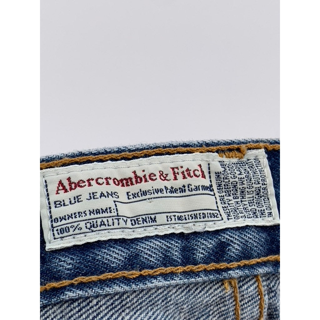 ABERCROMBIE & FITCH Women's Vintage Blue Distressed Button-Fly Denim Jeans SZ 8