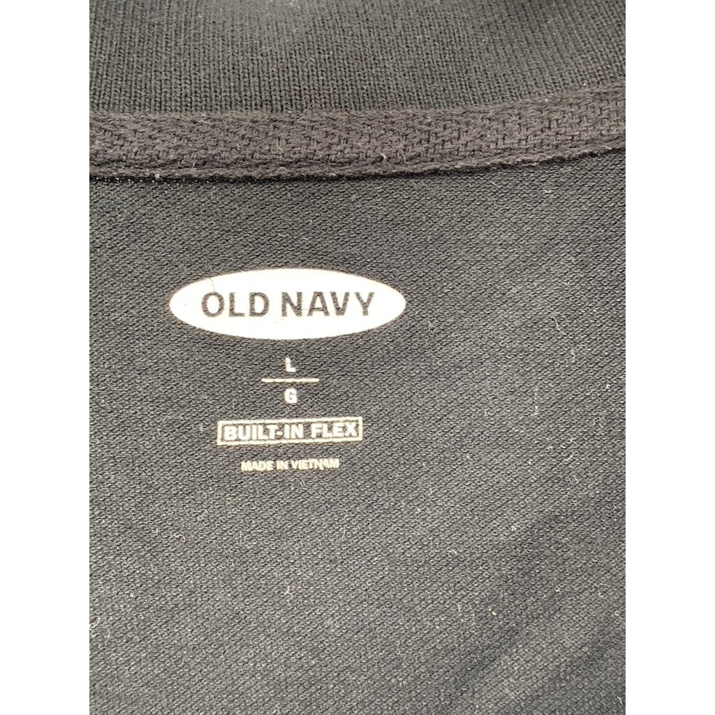 OLD NAVY Men's Black Solid Casual Cotton-Blend Regular-Fit Short Sleeve Polo SZL