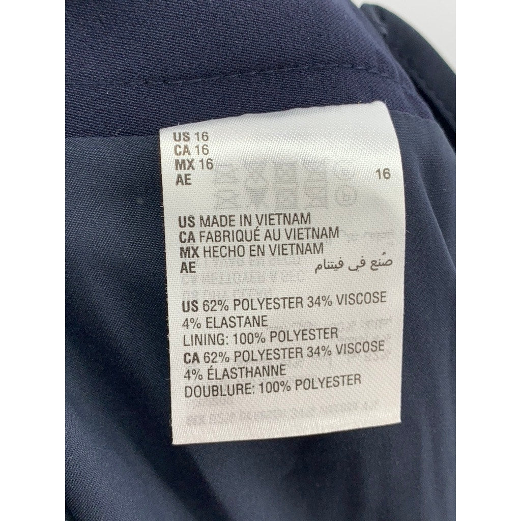 BAR III Women's Navy Gold-Tone Button Pants SZ 16