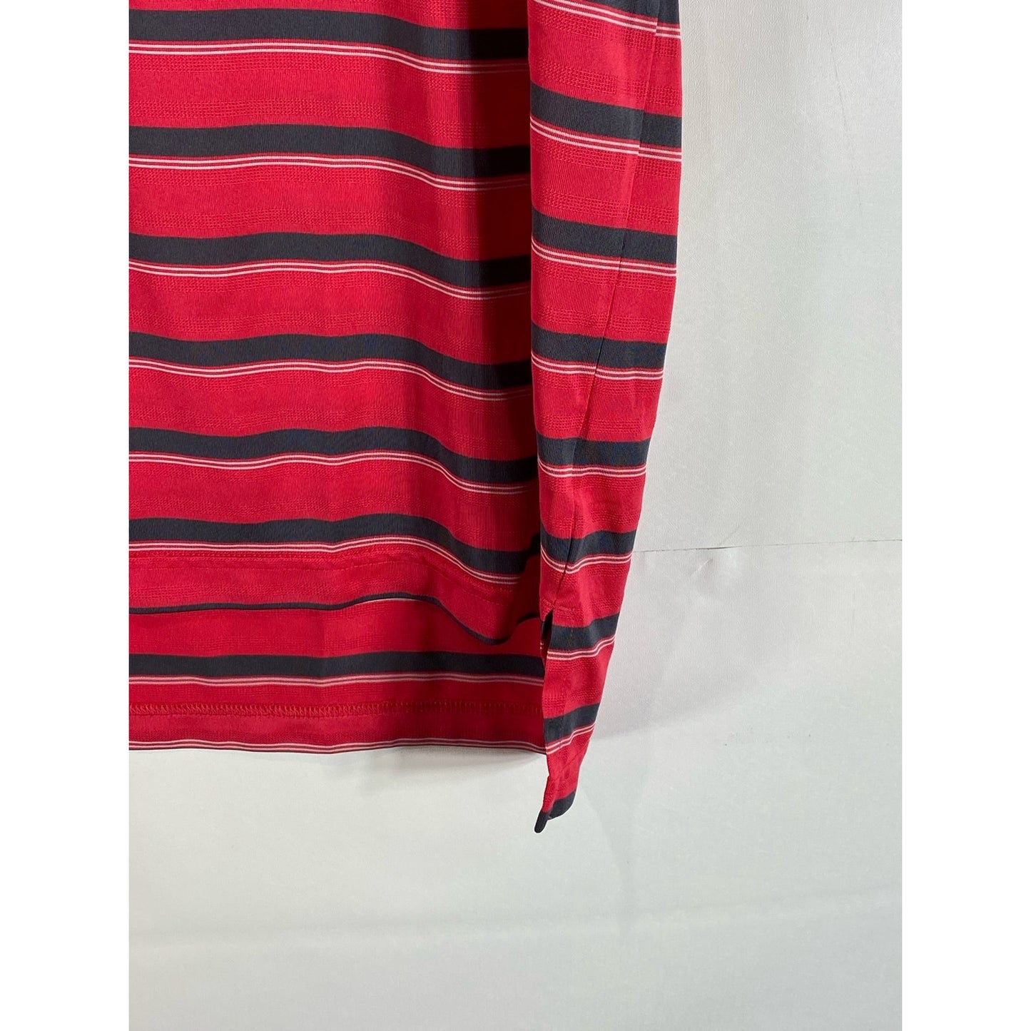 ADIDAS Men's Red Striped Climalite Regular-Fit Short Sleeve Polo SZ L