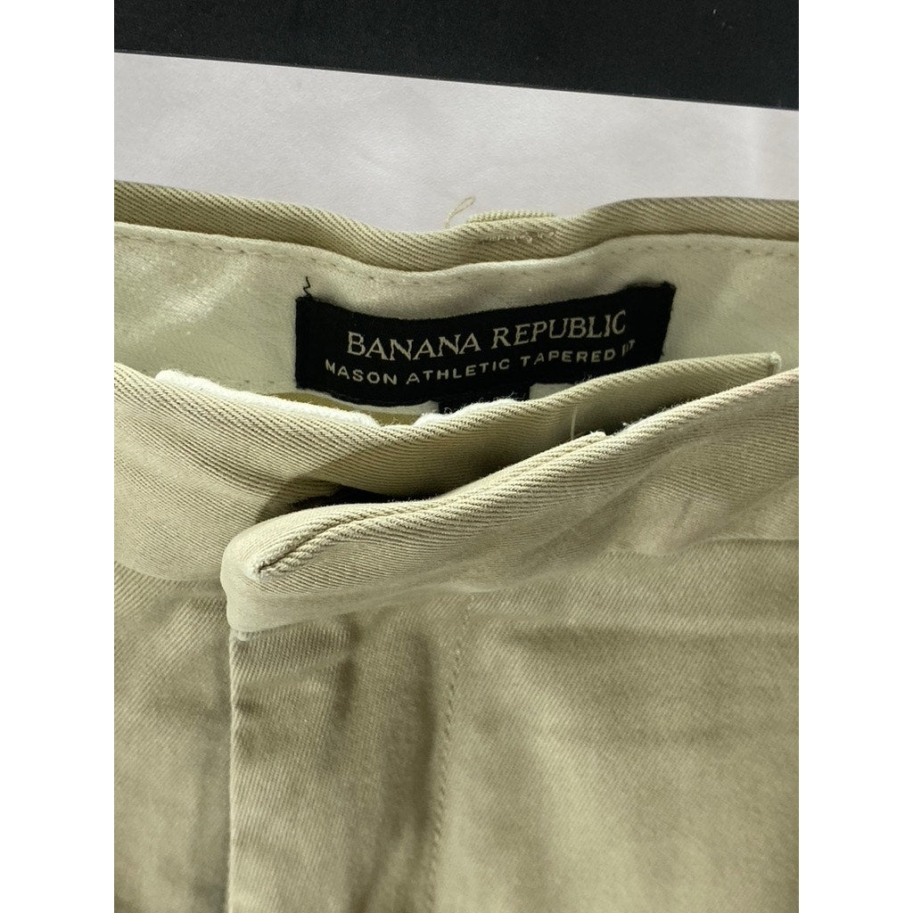 BANANA REPUBLIC Men's Tan Solid Mason Athletic Tapered Fit Chino Pants SZ 35X32