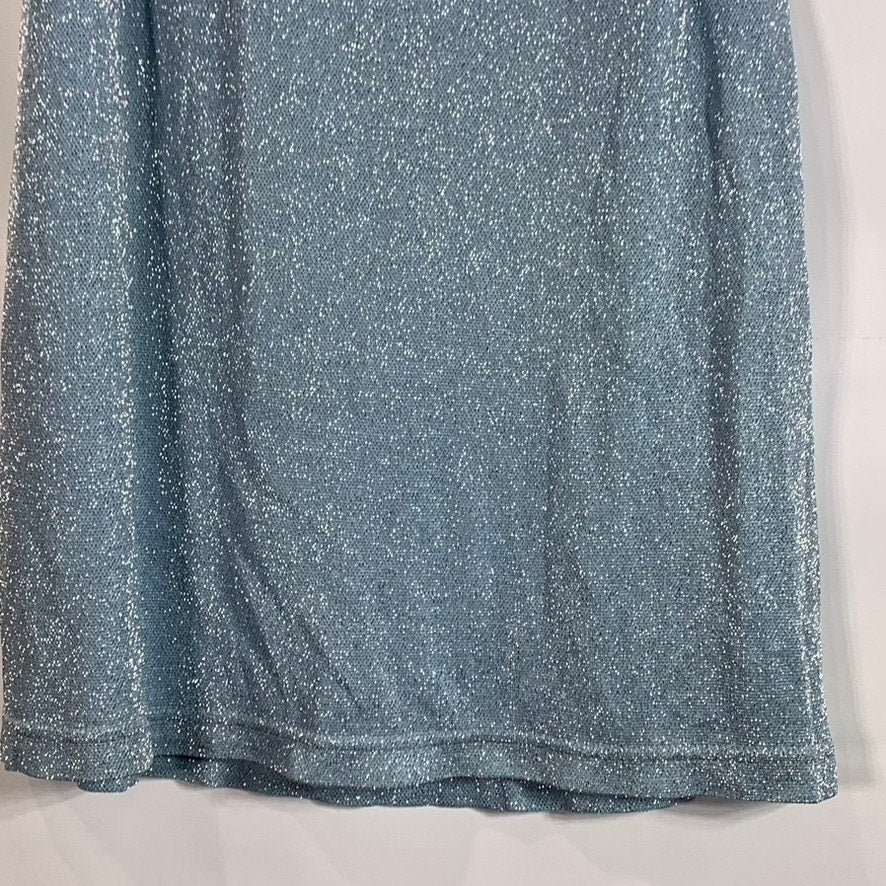 HUGO BUSCATI COLLECTION Women's Blue Shimmer Vintage Spaghetti Strap Dress SZ M