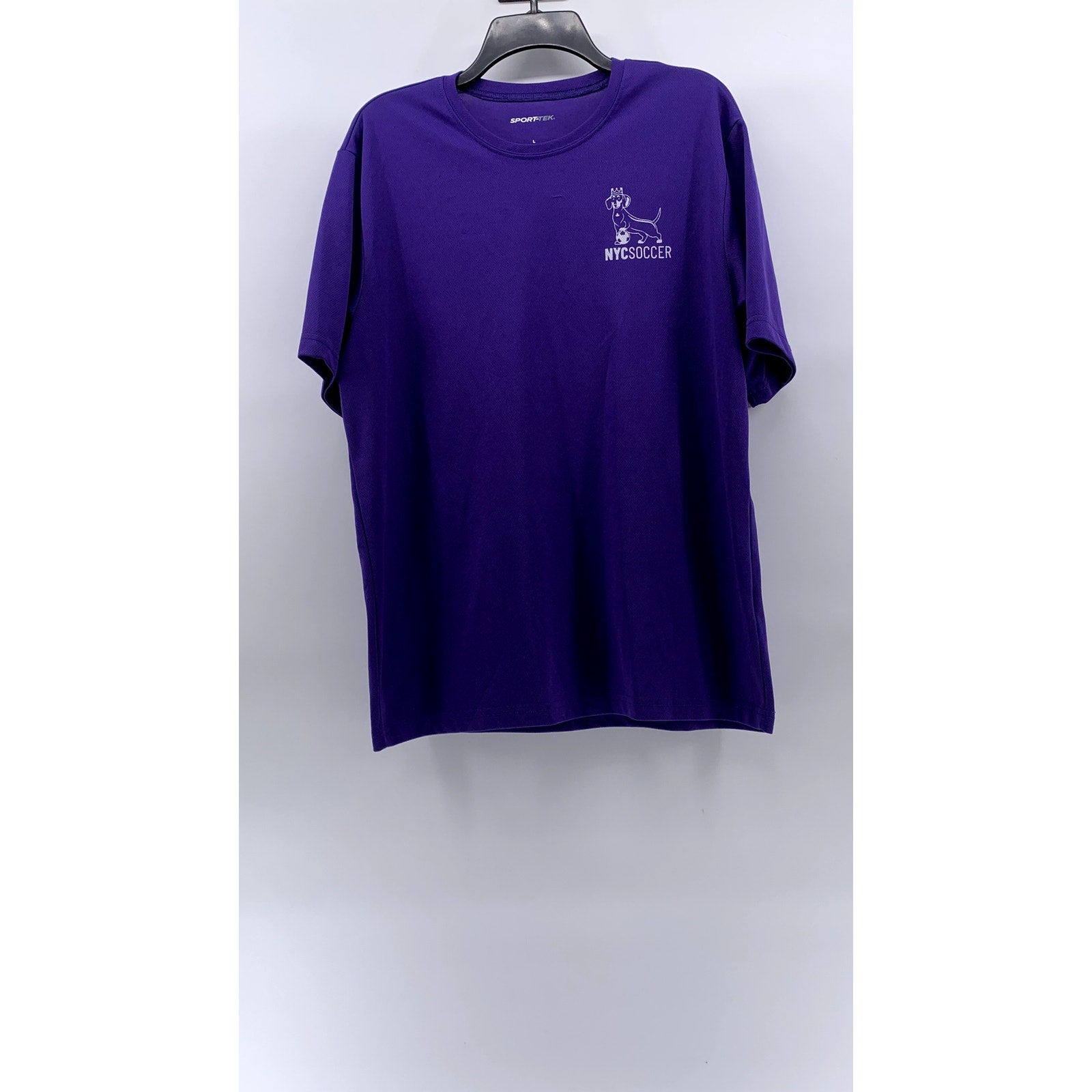 SPORT-TEK Men's Purple Crewneck Short Sleeve Activewear NYC Soccer T-Shirt SZ L