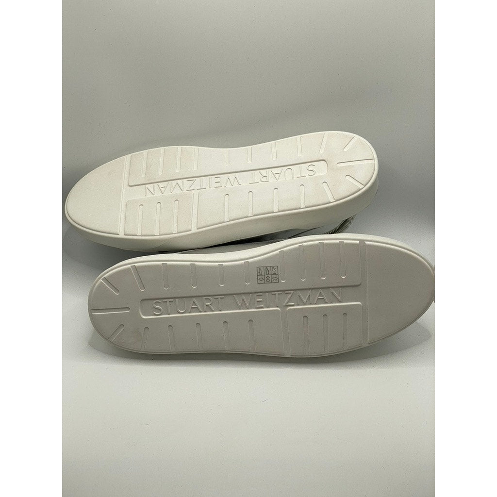 STUART WEITZMAN Women's Silver Skater Slip-On Flatform Mule Sneakers SZ 9.5