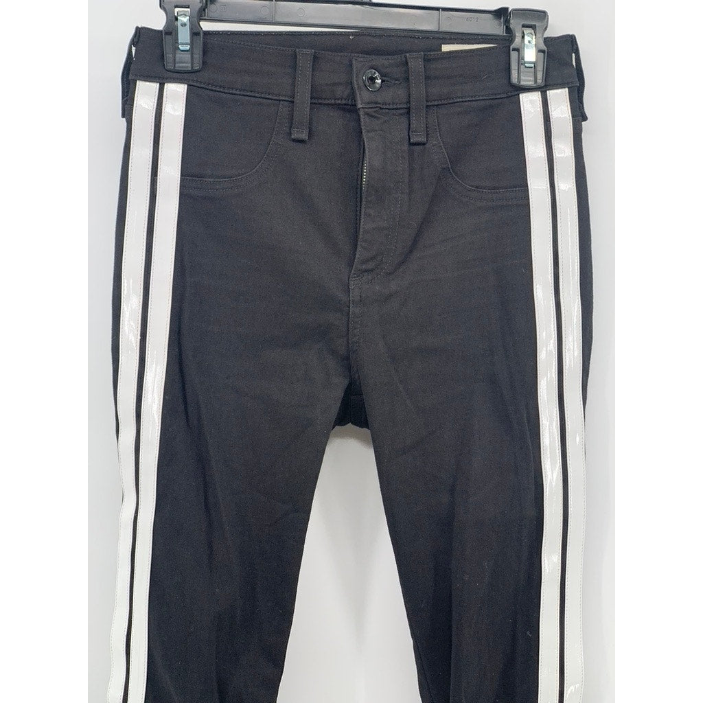 RAG & BONE/JEAN Women's Black-White Double-Stripe Slim-Leg High-Rise Jeans SZ 26