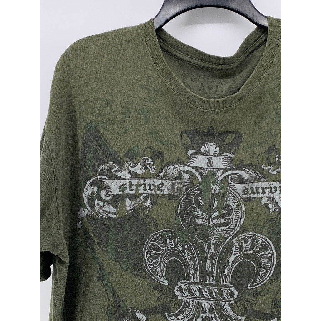 ACES & IDOLS Men's Olive Green Graphic Short Sleeve T-Shirt SZ XL