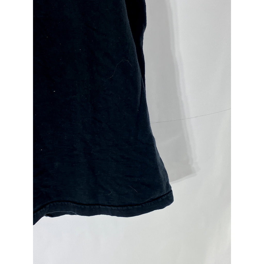 FRUIT OF THE LOOM Men’s Black Custom-Made Jaw Horse Graphic Crewneck T-Shirt SZL