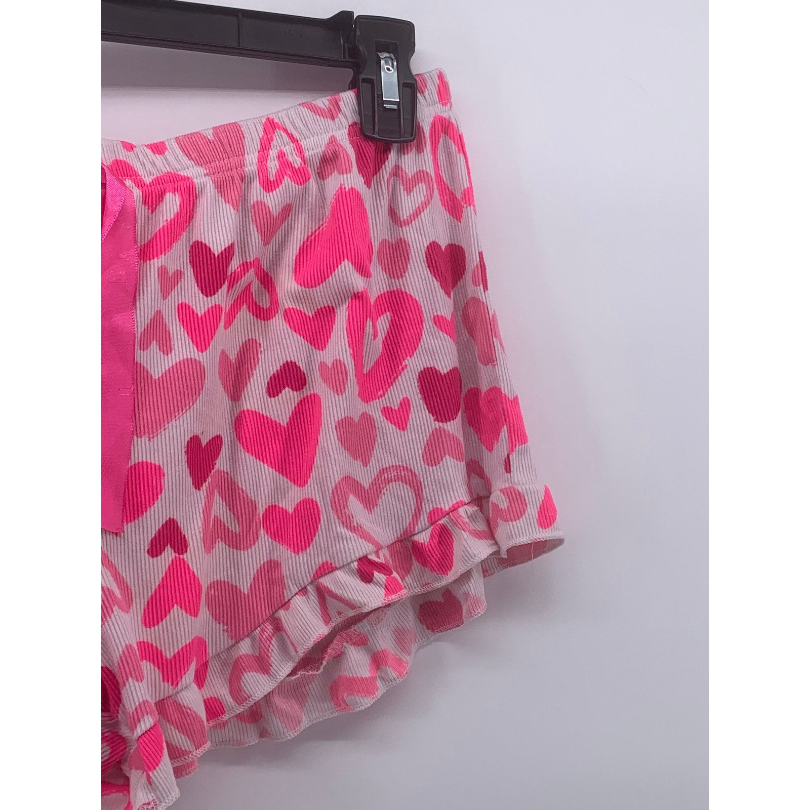 FASHION NOVA Women's Pink-White Heart Print Elastic-Waist Pajama Shorts SZ L