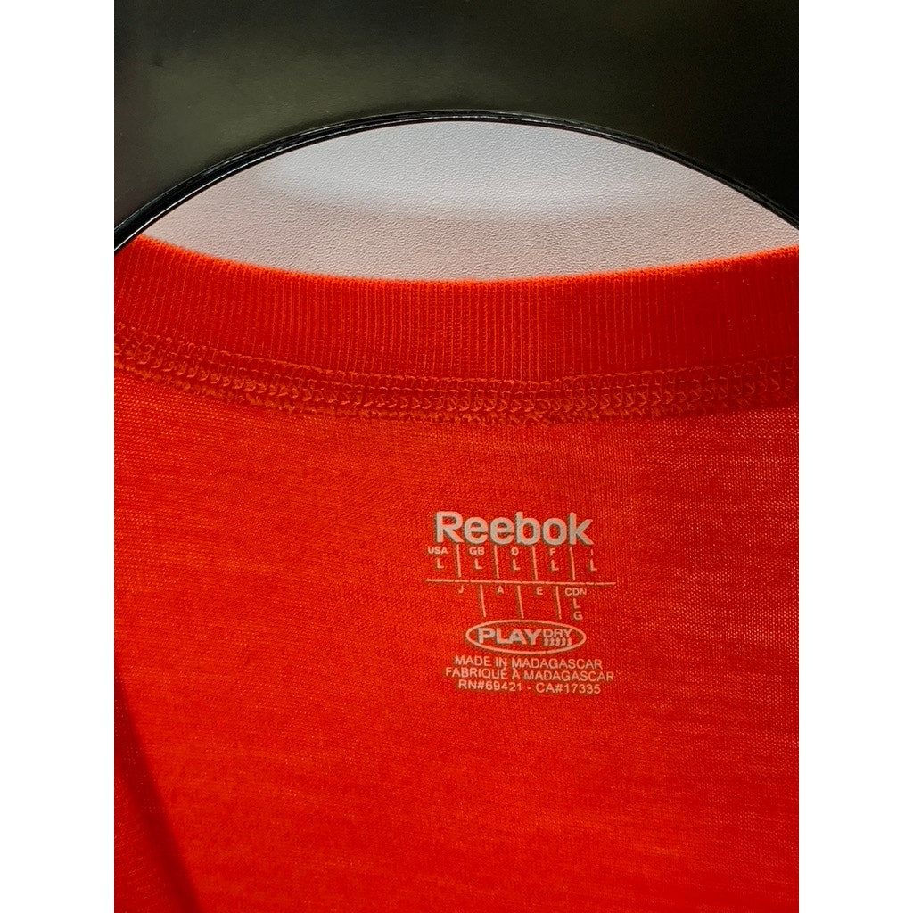 REEBOK Men's Red PlayDry Crewneck Short Sleeve Logo T-Shirt SZ L