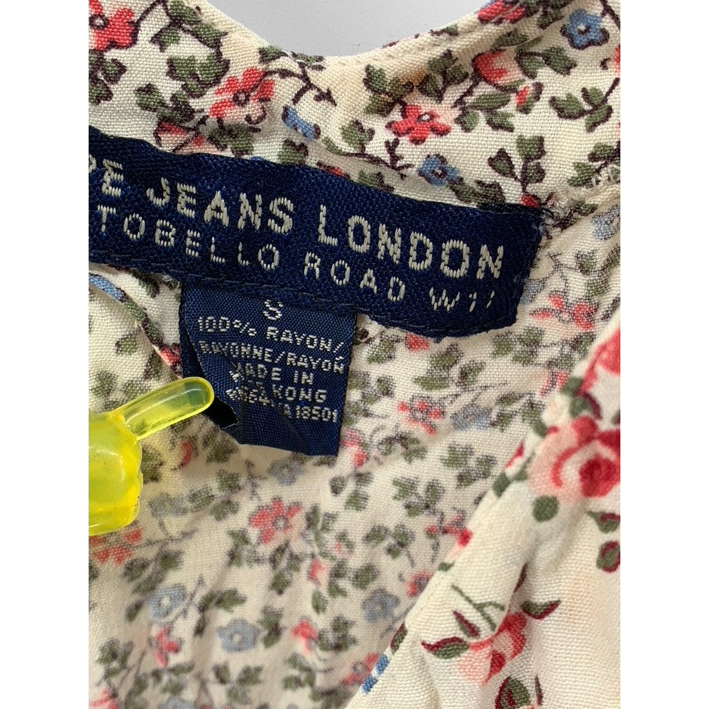 PEPE JEANS LONDON Women's Vintage Beige Floral Print V-Neck Wrap Mini Dress SZ S