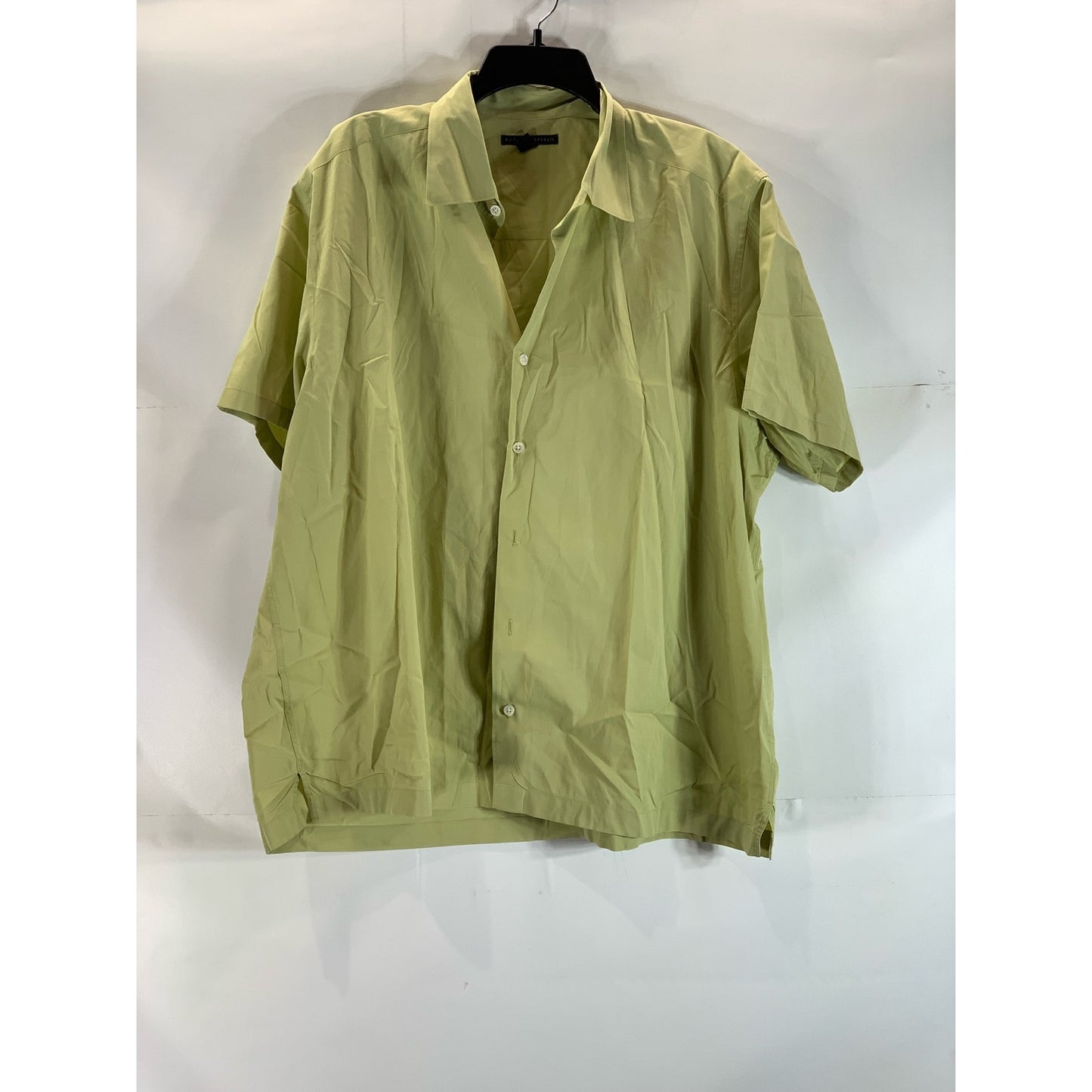 BANANA REPUBLIC Men's Green Solid Stretch Button-Up Short Sleeve Shirt SZ XL