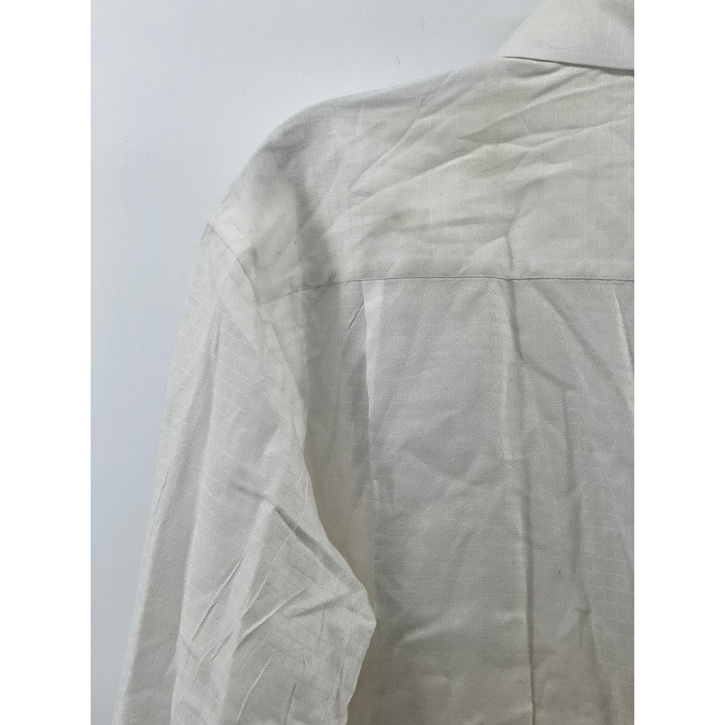 MONSIEUR BY GIVINCHY Men's Vintage White Regular-Fit Button-Up Shirt SZ 15.5