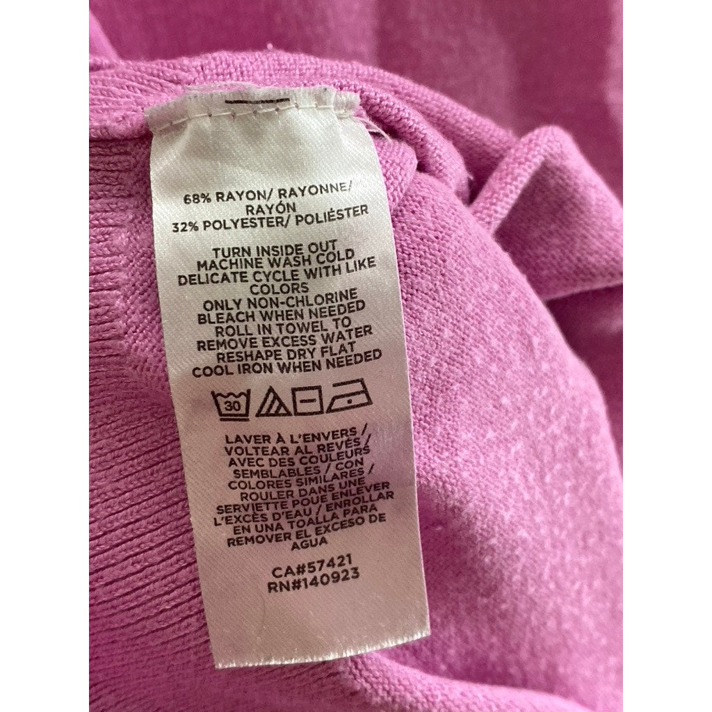 ANN TAYLOR LOFT Women's Pink Crewneck Shoulder-Button Sweater SZ M