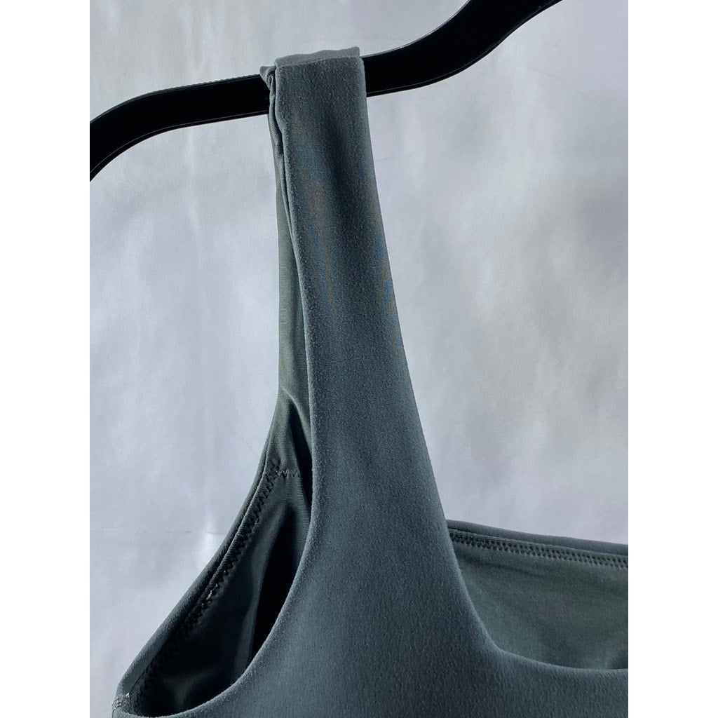 YPB Your Personal Best Women's Dark Gray Straight Neck Pullover Sports Bra SZ M