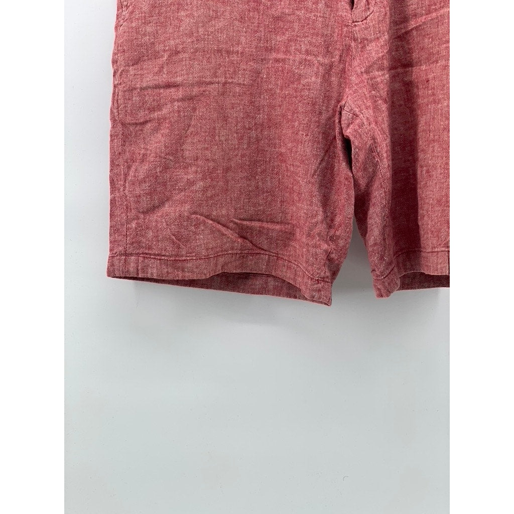 CLUB MONACO Men's Red Linen-Blend Maddox-Fit Chino Shorts SZ 33