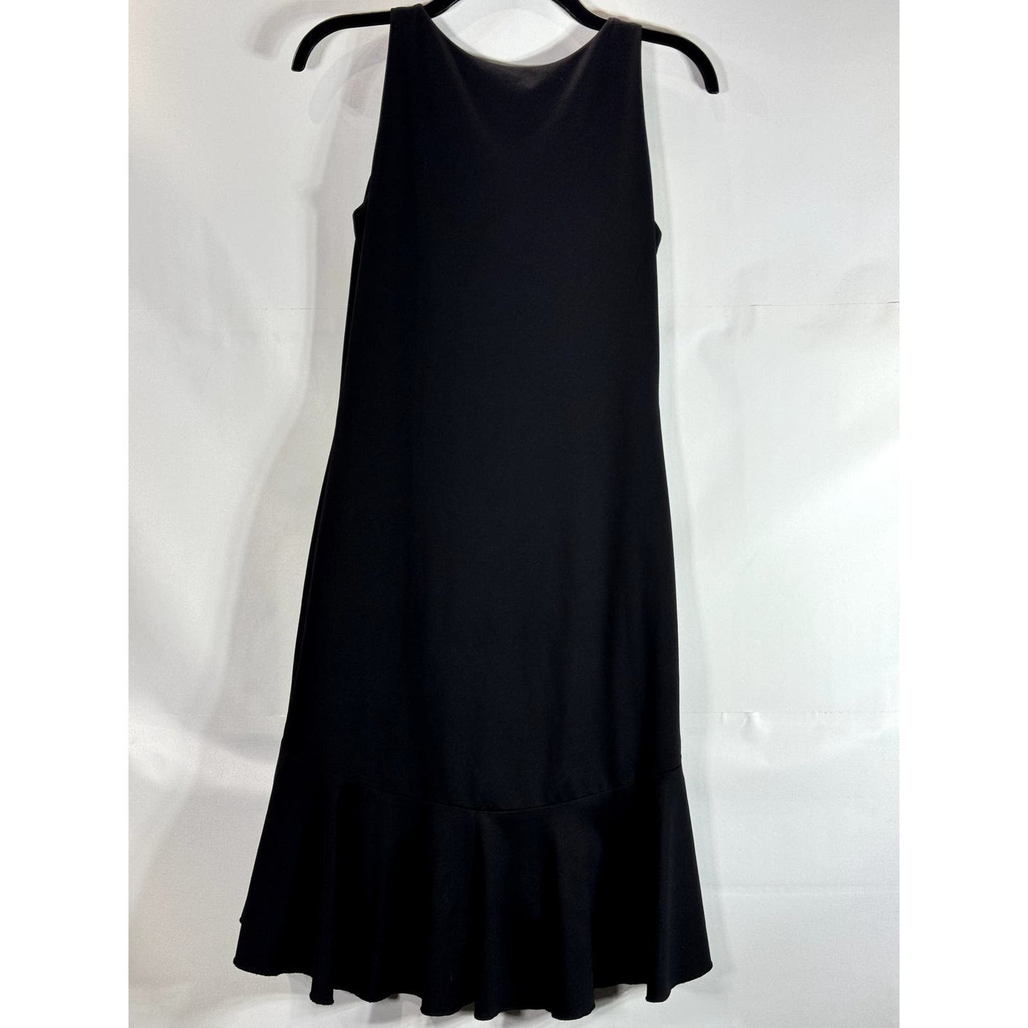 NICOLE MILLER COLLECTION Women's Black Scoop-Neck Ruffle High-Low Dress SZ L