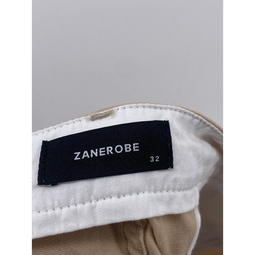 ZANEROBE Men's Tan Straight-Leg Wool-Blend Spilt Hem Pants SZ 32