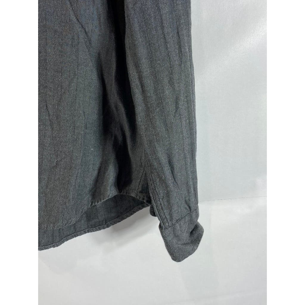 AMERICAN EAGLE Men's Charcoal Herringbone Button-Up Long Sleeve Shirt SZ L