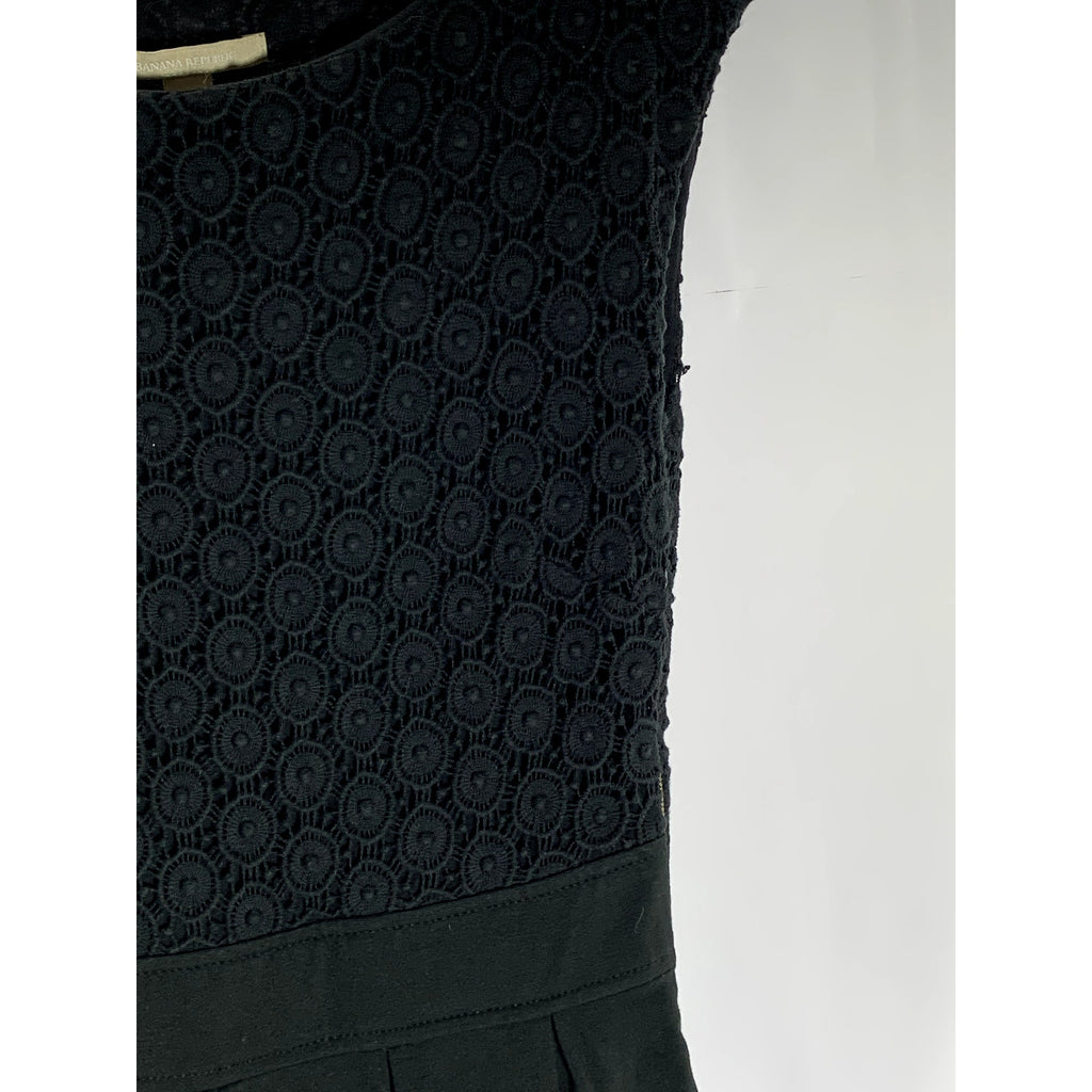 BANANA REPUBLIC Women's Black Lace Scoop-Neck Short Sleeve Dress SZ 6