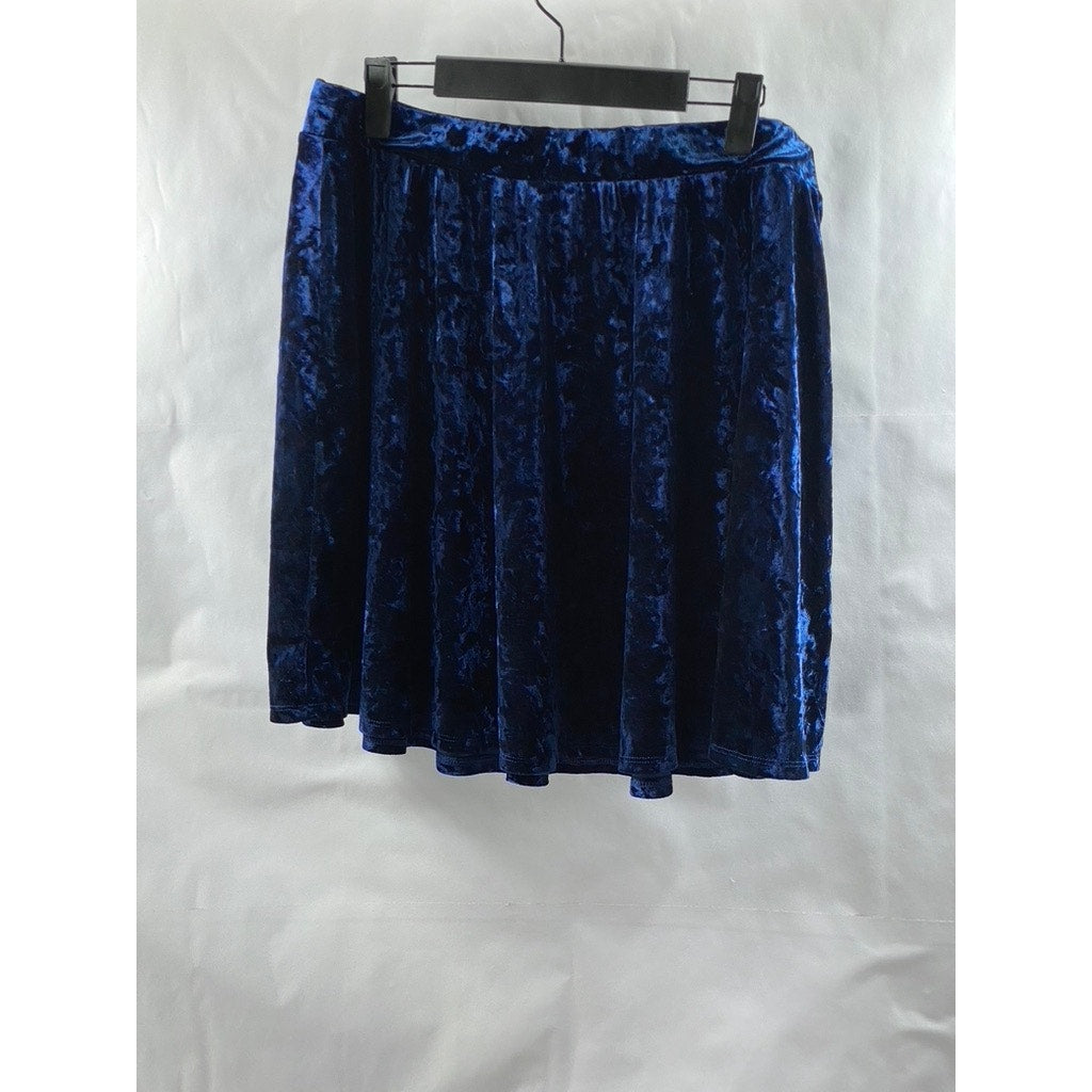 FOREVER 21 Women's Plus Size Blue Crushed Velvet A-Line Mini Skirt SZ 1X