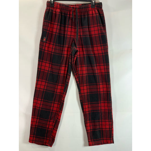 SPYDER Men's Black/Red Plaid Drawstring Relaxed-Fit Pull-On Pajama Pants SZ M