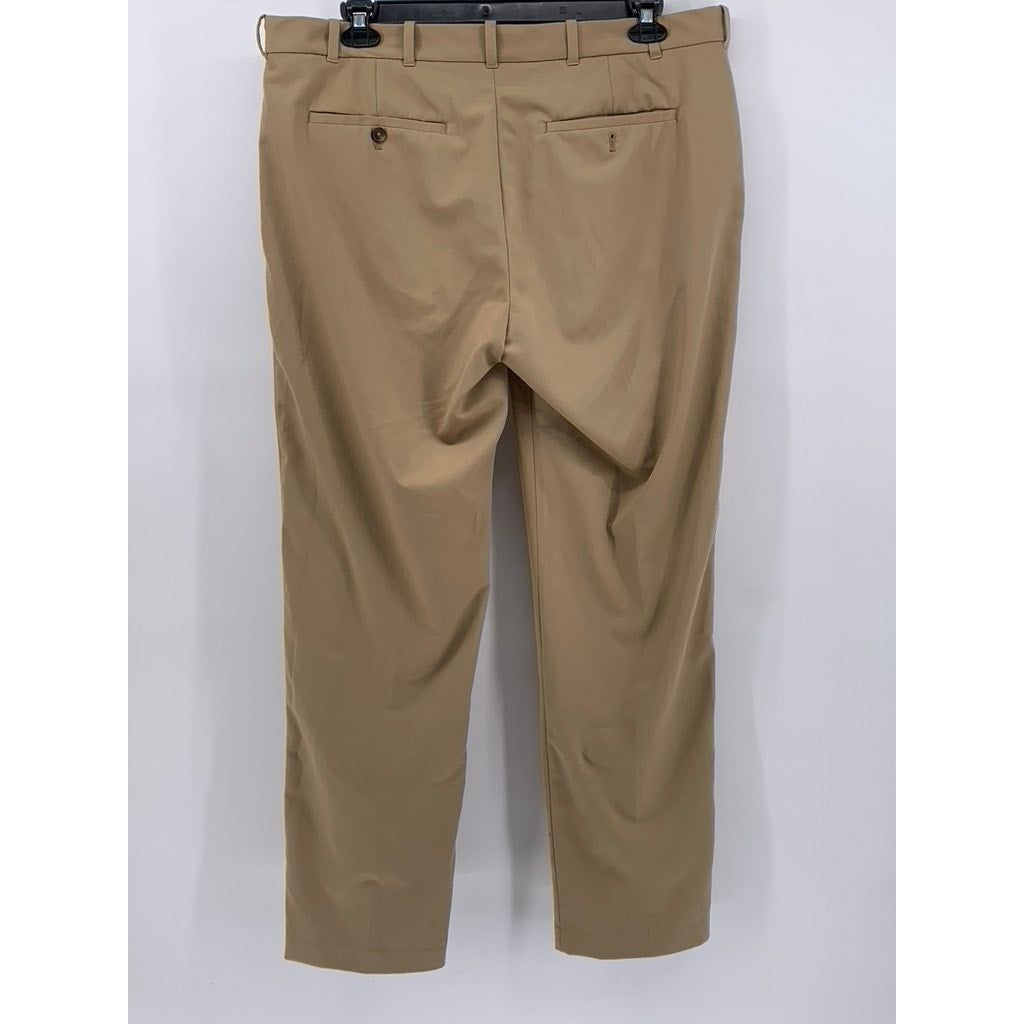 VAN HEUSEN Men's Khaki Straight Leg Flex Classic Flat Front Dress Pants SZ 38x32